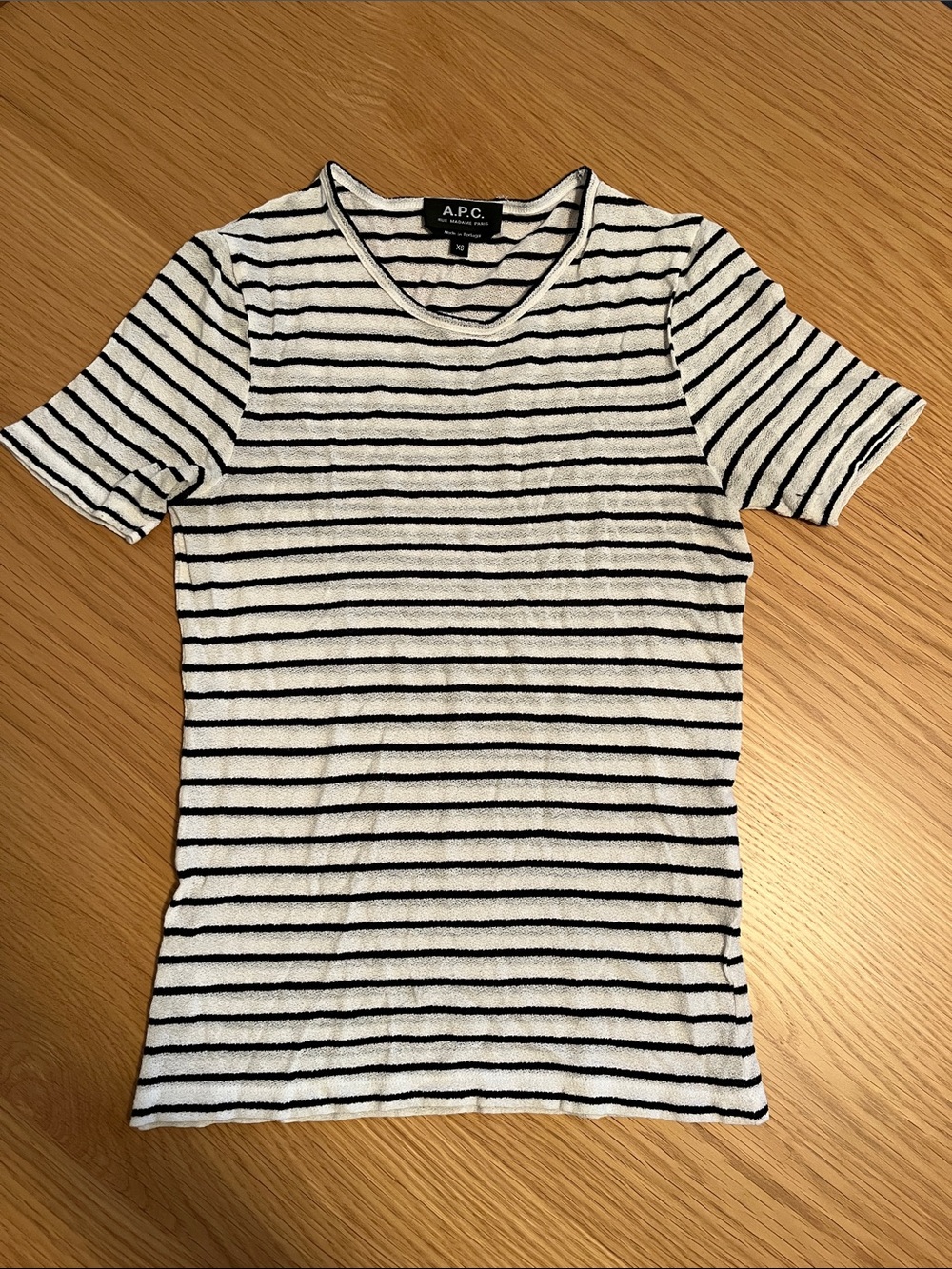 A.P.C. Short Sleeve Striped Tee - White & Black